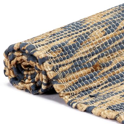 vidaXL Ręcznie wykonany dywan, juta, niebieski i naturalny, 80x160 cm