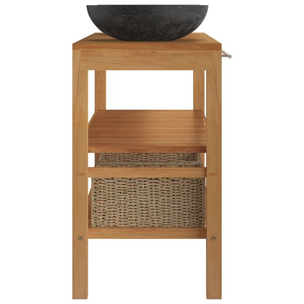 vidaXL Szafka łazienkowa z 2 umywalkami z marmuru, drewno tekowe