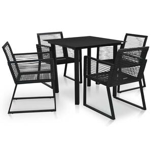 vidaXL 5-cz. zestaw mebli ogrodowych, rattan PVC, czarny