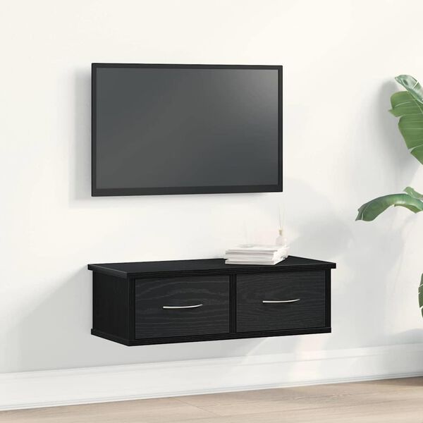 vidaXL Szafka ścienna z szufladą Czarny Dąb 60 x 26 x 18,5 cm