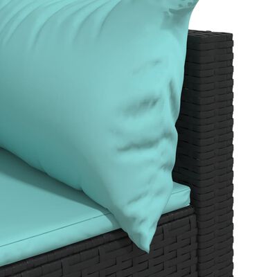 vidaXL Narożny moduł sofy z poduszkami, czarny, polirattan