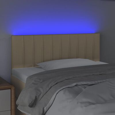 vidaXL Zagłówek do łóżka z LED, kremowy, 80x5x78/88 cm, tkanina