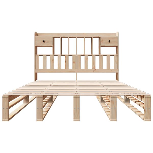 vidaXL Ł&oacute;żko z regałem, bez materaca, 140x190 cm, sosnowe