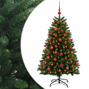 vidaXL Sztuczna choinka, średniozielona, z bombkami 150 cm 150 LED