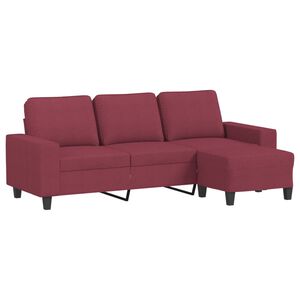 vidaXL 3-osobowa sofa z podn&oacute;żkiem winna czerwień 180 cm, tkaniną