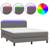 vidaXL Ł&oacute;żko kontynentalne z materacem i LED, szara ekosk&oacute;ra 140x190cm