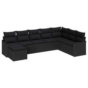 vidaXL Zestaw Sof na Ogr&oacute;d z poduszką 8 pcs Czarny Polirattan