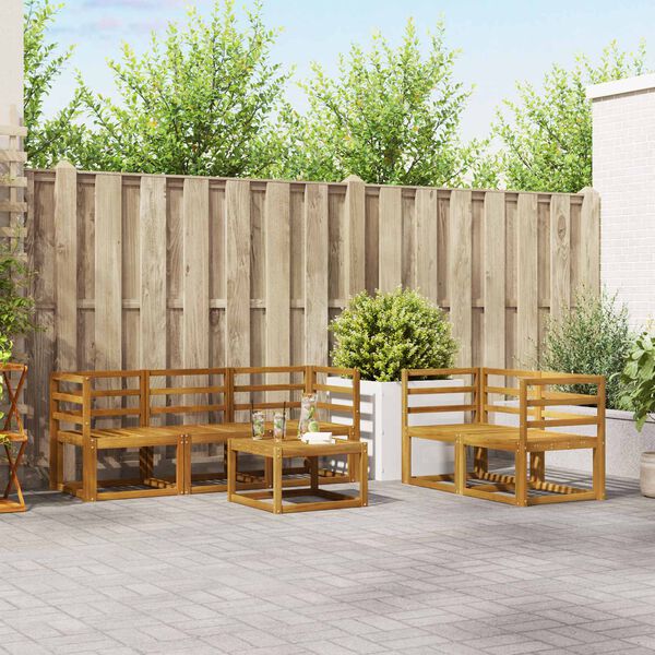 vidaXL Zestaw sof na zewnątrz z poduszką 6 pcs Naturalny i Kremowy