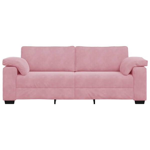 vidaXL Sofa 3-osobowa, r&oacute;żowa, 220x77x82 cm, aksamit