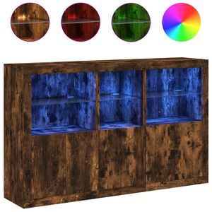 vidaXL Szafka z oświetleniem LED, przydymiony dąb, 162x37x100 cm