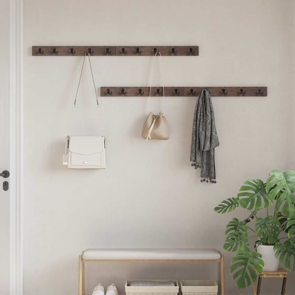 vidaXL Wieszak Brązowy 60 x 7 x 8 cm Lite Drewno Recyklingowe