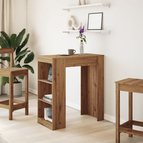 vidaXL Stolik barowy z p&oacute;łkami, dąb artisian, 95x47x103,5 cm