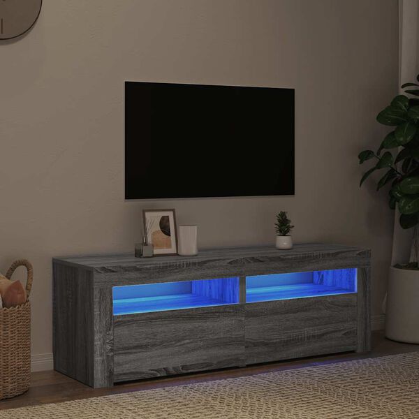 vidaXL Szafka pod TV z LED, szary dąb sonoma, 120x35x40 cm