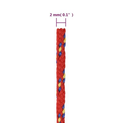 vidaXL Linka żeglarska, czerwona, 2 mm, 25 m, polipropylen