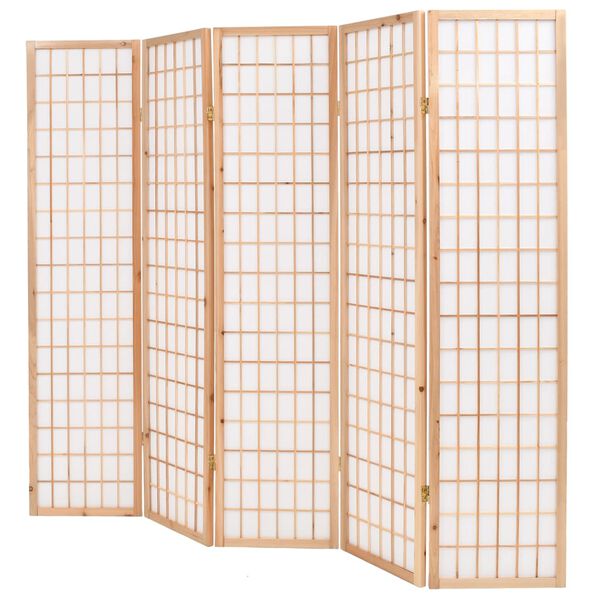 vidaXL Parawan w stylu japońskim, 5 paneli, 200x170 cm, naturalny