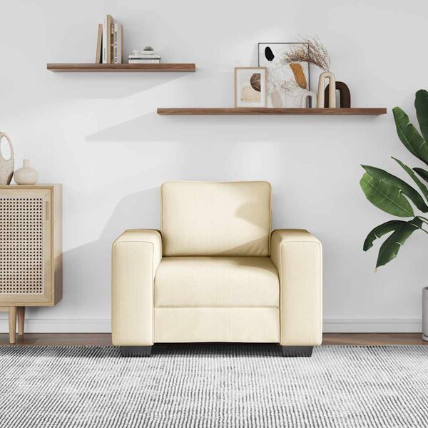 vidaXL Sofa Fotel Kremowy 100x77x82 cm Tkanina Kordowa