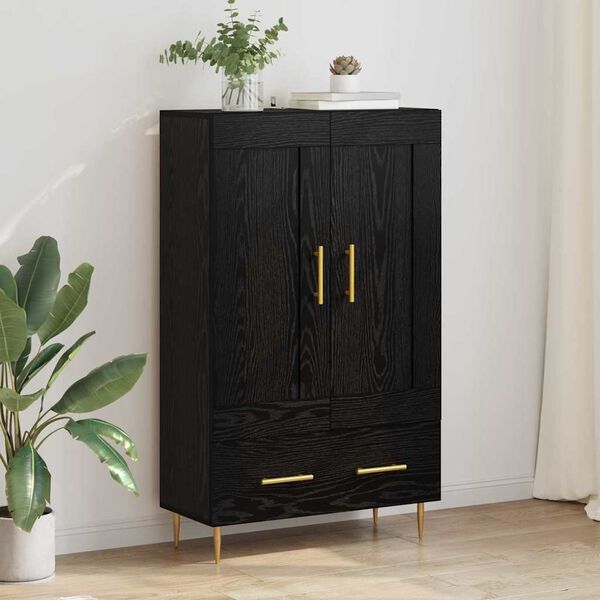 vidaXL Highboard Czarny Dąb 69,5 x 31 x 115 cm Materiał drewnopochodny