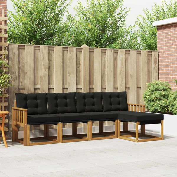 vidaXL Zestaw sof na zewnątrz z poduszką 5 pcs Naturalny i czarny