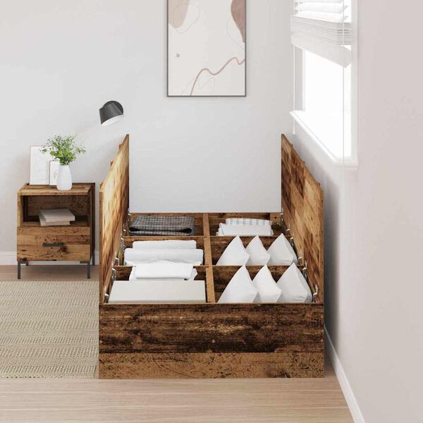 vidaXL Ramka łóżka Stare drewno 100 x 200 cm Materiał drewnopochodny