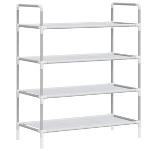 vidaXL Stojak na buty z 4 p&oacute;łkami, metal i wł&oacute;knina, srebrny