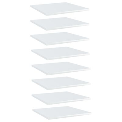 vidaXL Półki na książki, 8 szt., wysoki połysk, białe, 40x40x1,5 cm