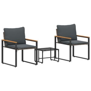 vidaXL Zestawy mebli z poduszką 3 pcs Szary i ciemnoszary rattan