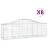 vidaXL Kosze gabionowe, 8 szt, 200x50x60/80 cm, galwanizowane żelazo