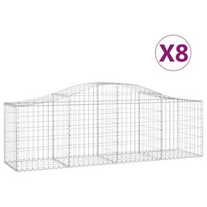 vidaXL Kosze gabionowe, 8 szt, 200x50x60/80 cm, galwanizowane żelazo