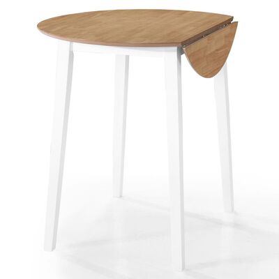 vidaXL Stół barowy i 2 krzesła, lite drewno, kolor naturalny i biały