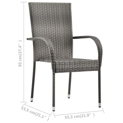 vidaXL Sztaplowane krzesła ogrodowe, 6 szt., szare, polirattan