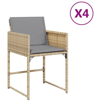 vidaXL Krzesła ogrodowe z poduszkami, 4 szt., mieszany beż, polirattan