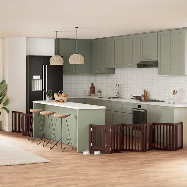 vidaXL Składana bramka dla psa, z drzwiami, 9 paneli, brązowa, 450 cm