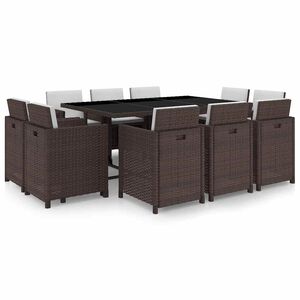 vidaXL 11-cz. zestaw mebli ogrodowych z poduszkami, rattan PE, brązowy