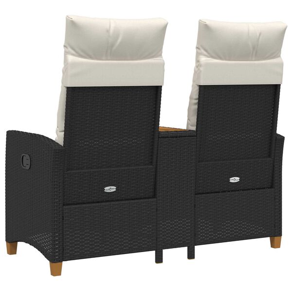 vidaXL Leżanka z stolikiem Czarny i kremowo-biały 126 x 65 x 112 cm