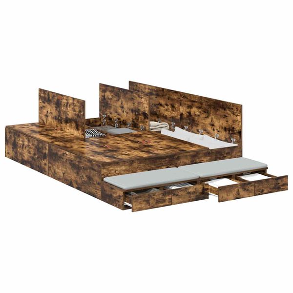 vidaXL Rama łóżka z miejscem na przechowywanie Dąb wędzony 160 cm