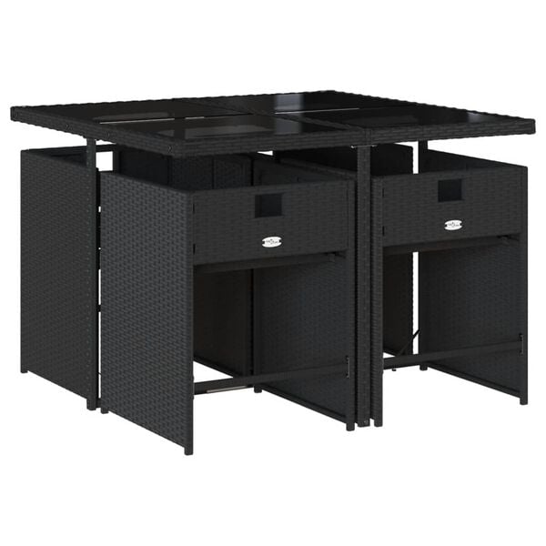 vidaXL 5-cz. zestaw mebli ogrodowych z poduszkami, czarny, polirattan