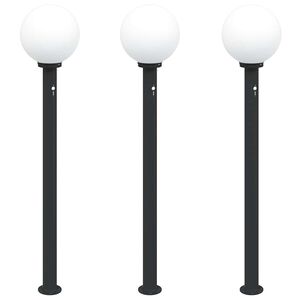 vidaXL Słupki oświetleniowe z czujnikiem 3 szt. 120 cm, czarne, IP44