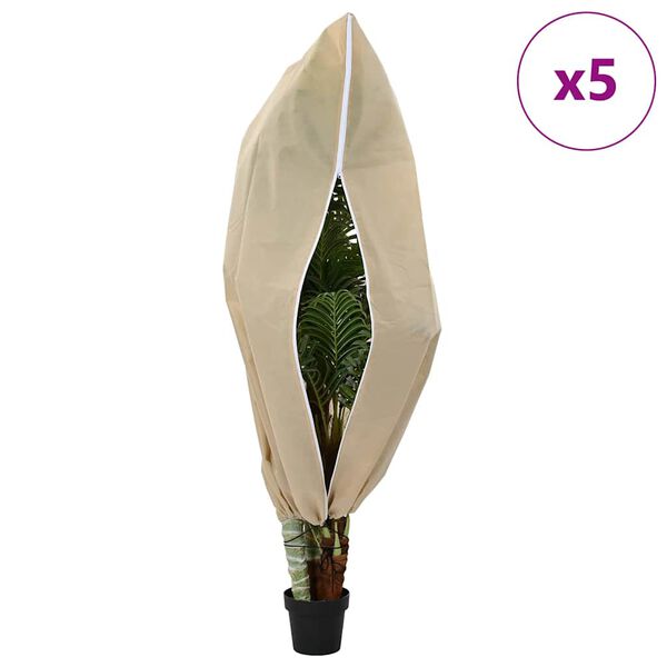 vidaXL Osłony Fleece dla Roślin Przed Przymrozkami 5 pcs Beżowy