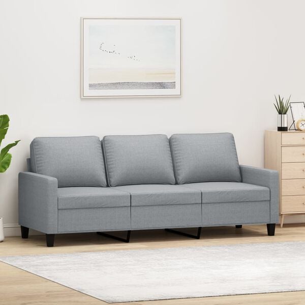 vidaXL Sofa 3-osobowa, jasnoszara, 180 cm, tapicerowana tkaniną