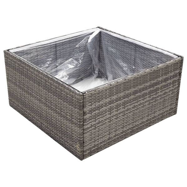 vidaXL Donica ogrodowa, szara, 80x80x40 cm, rattan PE