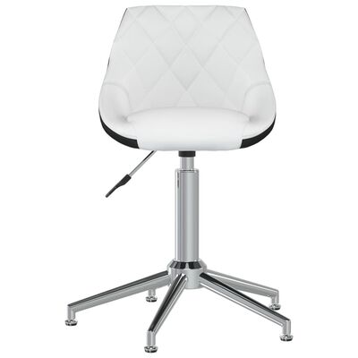 vidaXL Obrotowe krzesła stołowe, 6 szt., biało-czarne, sztuczna skóra