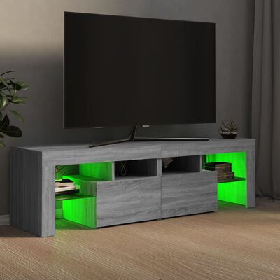vidaXL Szafka TV z oświetleniem LED, szary dąb sonoma, 140x36,5x40 cm