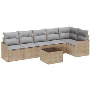vidaXL Zestaw Sof na Ogr&oacute;d z poduszką 7 pcs Czarny Polirattan