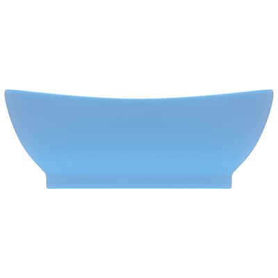vidaXL Owalna umywalka z przelewem, matowy błękit, 58,5x39cm, ceramika