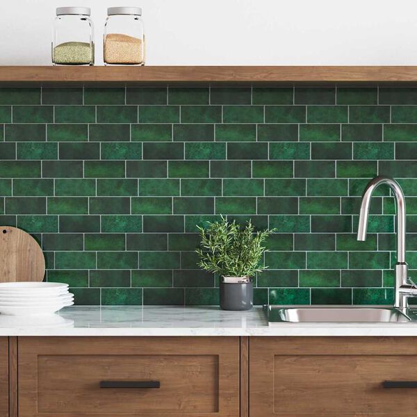 vidaXL Kafelka subway 10 pcs Ciemna zieleń 29.4 x 21.4 cm