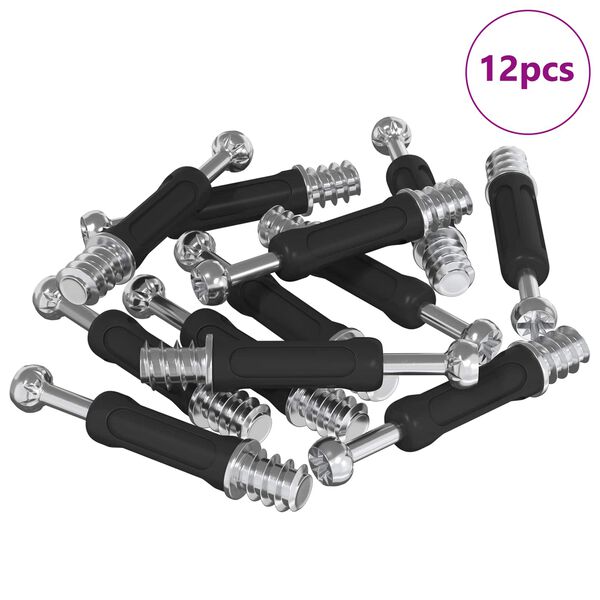 vidaXL Śruba zamka krzywkowego 12 pcs Srebrny i czarny M6 x 40 mm