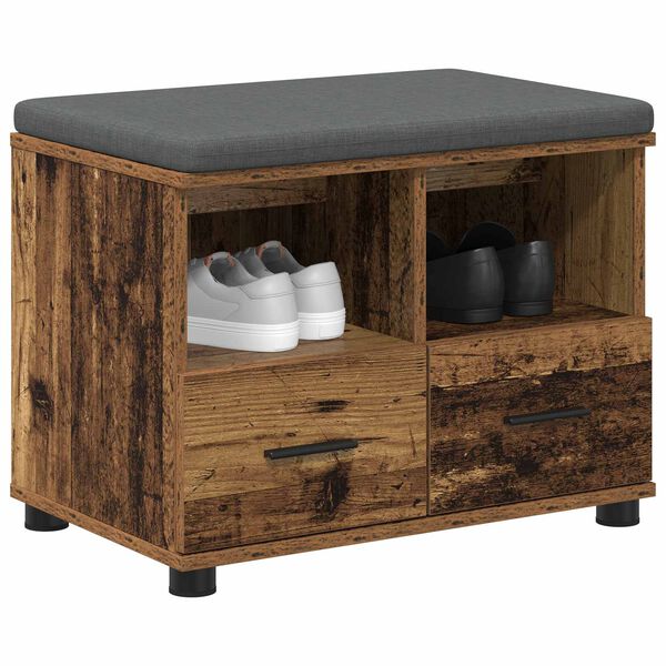 vidaXL Ławka w przedpokoju z poduszką Stare drewno 60 x 38 x 46 cm