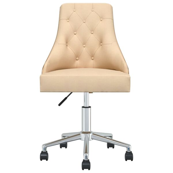 vidaXL Obrotowe krzesło biurowe, kremowe, tapicerowane tkaniną
