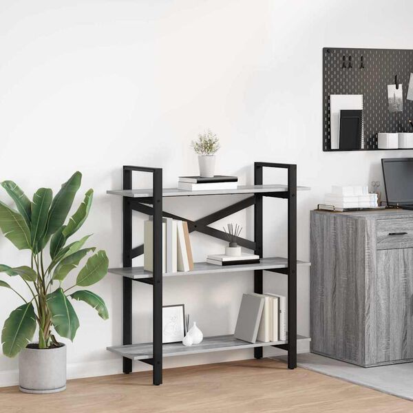 vidaXL P&oacute;łka na książki Szary Sonoma 100 x 33,5 x 102 cm