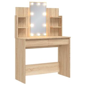 vidaXL Toaletka z oświetleniem LED, dąb sonoma, 96x40x142 cm
